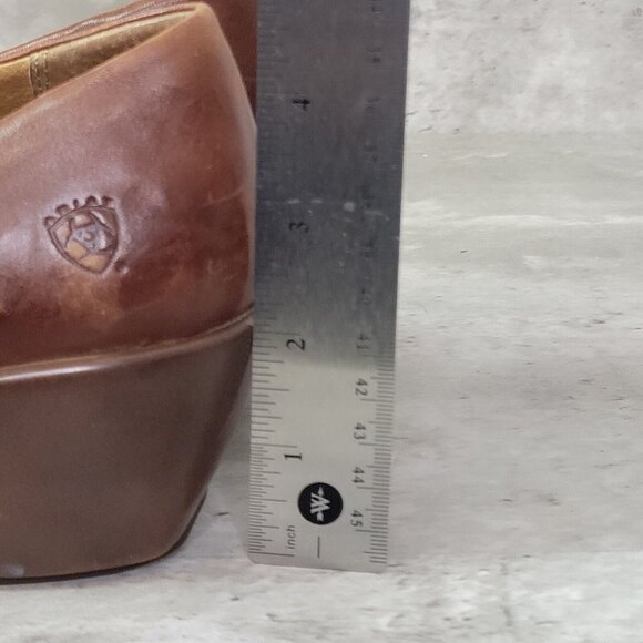 Ariat Womens Size 9.5 Clog Shoe Carmel Brown Slip On Leather Wedge - Picture 6 of 14